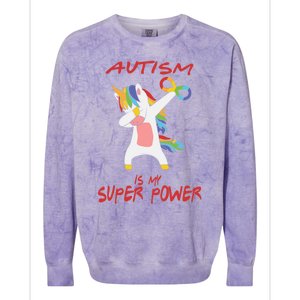 Autism Dabbing Unicorn Infinity Autism Is My Superpower Gift Colorblast Crewneck Sweatshirt