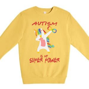 Autism Dabbing Unicorn Infinity Autism Is My Superpower Gift Premium Crewneck Sweatshirt