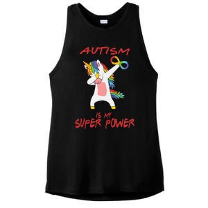 Autism Dabbing Unicorn Infinity Autism Is My Superpower Gift Ladies PosiCharge Tri-Blend Wicking Tank