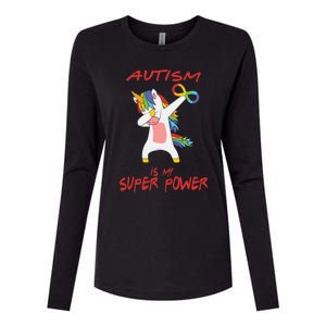 Autism Dabbing Unicorn Infinity Autism Is My Superpower Gift Womens Cotton Relaxed Long Sleeve T-Shirt