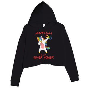 Autism Dabbing Unicorn Infinity Autism Is My Superpower Gift Crop Fleece Hoodie