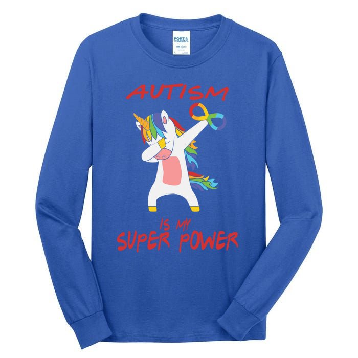 Autism Dabbing Unicorn Infinity Autism Is My Superpower Gift Tall Long Sleeve T-Shirt