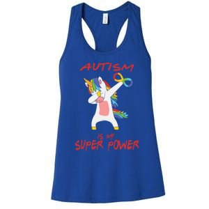 Autism Dabbing Unicorn Infinity Autism Is My Superpower Gift Women's Racerback Tank