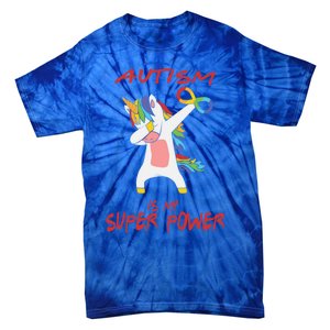 Autism Dabbing Unicorn Infinity Autism Is My Superpower Gift Tie-Dye T-Shirt