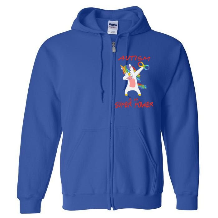 Autism Dabbing Unicorn Infinity Autism Is My Superpower Gift Full Zip Hoodie