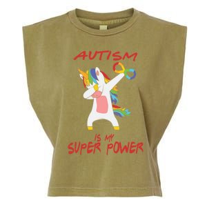 Autism Dabbing Unicorn Infinity Autism Is My Superpower Gift Garment-Dyed Women's Muscle Tee