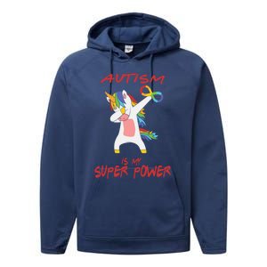 Autism Dabbing Unicorn Infinity Autism Is My Superpower Gift Performance Fleece Hoodie