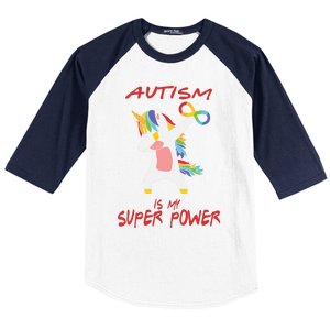 Autism Dabbing Unicorn Infinity Autism Is My Superpower Gift Baseball Sleeve Shirt