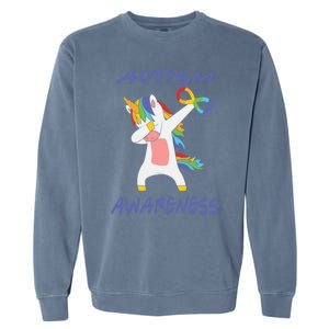 Autism Dabbing Unicorn Infinity Awareness Purple Gift Garment-Dyed Sweatshirt