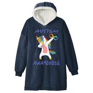 Autism Dabbing Unicorn Infinity Awareness Purple Gift Hooded Wearable Blanket