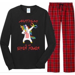 Autism Dabbing Unicorn Infinity Autism Is My Superpower Cute Gift Long Sleeve Pajama Set