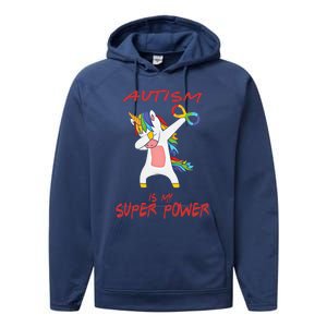 Autism Dabbing Unicorn Infinity Autism Is My Superpower Cute Gift Performance Fleece Hoodie