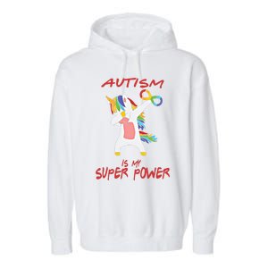 Autism Dabbing Unicorn Infinity Autism Is My Superpower Cute Gift Garment-Dyed Fleece Hoodie