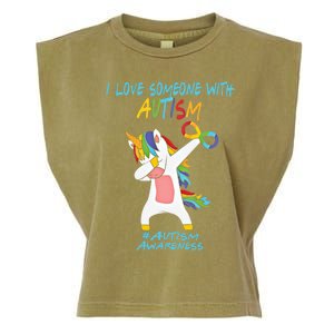 Autism Dabbing Unicorn Infinity I Love Someone With Autism Gift Garment-Dyed Women's Muscle Tee