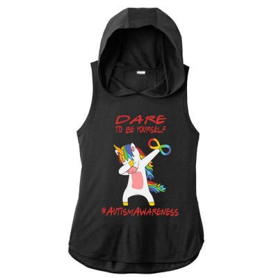 Autism Dabbing Unicorn Infinity Dare To Be Yourself Gift Ladies PosiCharge Tri-Blend Wicking Draft Hoodie Tank