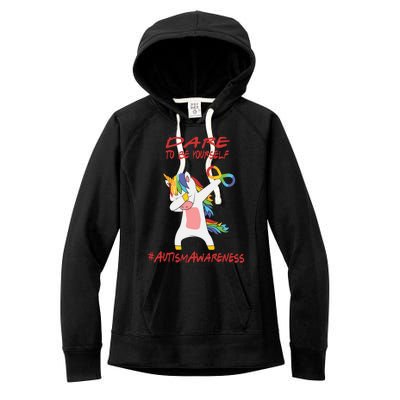 Autism Dabbing Unicorn Infinity Dare To Be Yourself Gift Women's Fleece Hoodie