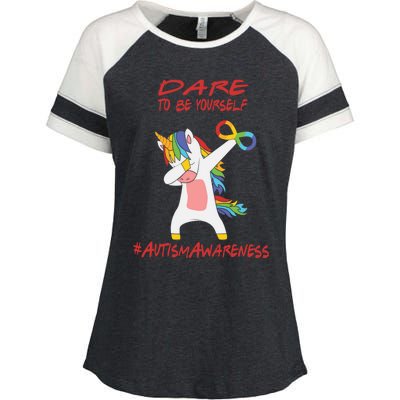 Autism Dabbing Unicorn Infinity Dare To Be Yourself Gift Enza Ladies Jersey Colorblock Tee