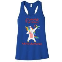 Autism Dabbing Unicorn Infinity Dare To Be Yourself Gift Women's Racerback Tank