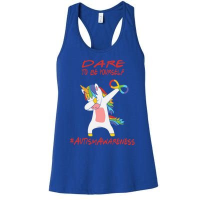 Autism Dabbing Unicorn Infinity Dare To Be Yourself Gift Women's Racerback Tank