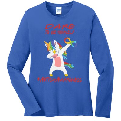 Autism Dabbing Unicorn Infinity Dare To Be Yourself Gift Ladies Long Sleeve Shirt