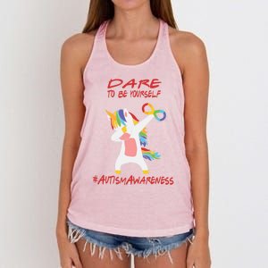 Autism Dabbing Unicorn Infinity Dare To Be Yourself Gift Women's Knotted Racerback Tank