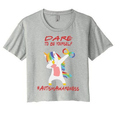 Autism Dabbing Unicorn Infinity Dare To Be Yourself Gift Women's Crop Top Tee