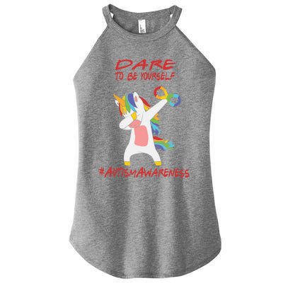 Autism Dabbing Unicorn Infinity Dare To Be Yourself Gift Women's Perfect Tri Rocker Tank