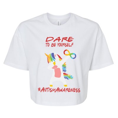 Autism Dabbing Unicorn Infinity Dare To Be Yourself Gift Bella+Canvas Jersey Crop Tee