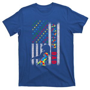 Autism Dad Us Flag Dinosaur Autism Awareness Cute Gift T-Shirt