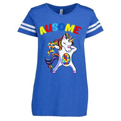 Autism Dabbing Unicorn Ausome Autism Puzzle Awesome Unicorn Great Gift Enza Ladies Jersey Football T-Shirt