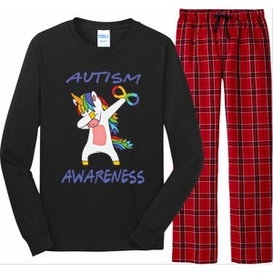 Autism Dabbing Unicorn Infinity Awareness Purple Gift Long Sleeve Pajama Set