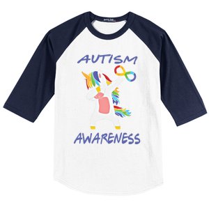 Autism Dabbing Unicorn Infinity Awareness Purple Gift Baseball Sleeve Shirt