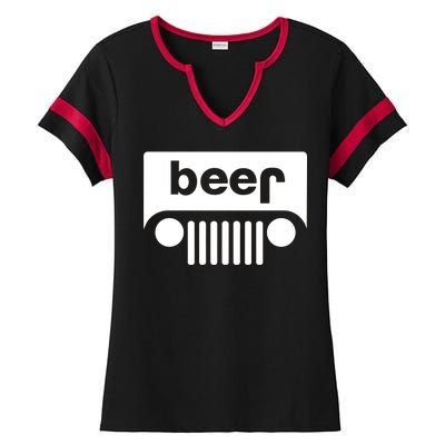 Adult Beer Funny Upside Down Logo Ladies Halftime Notch Neck Tee