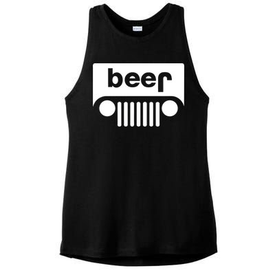 Adult Beer Funny Upside Down Logo Ladies PosiCharge Tri-Blend Wicking Tank