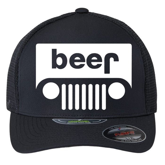 Adult Beer Funny Upside Down Logo Flexfit Unipanel Trucker Cap