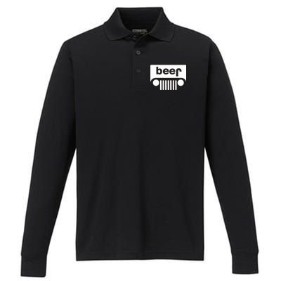 Adult Beer Funny Upside Down Logo Performance Long Sleeve Polo