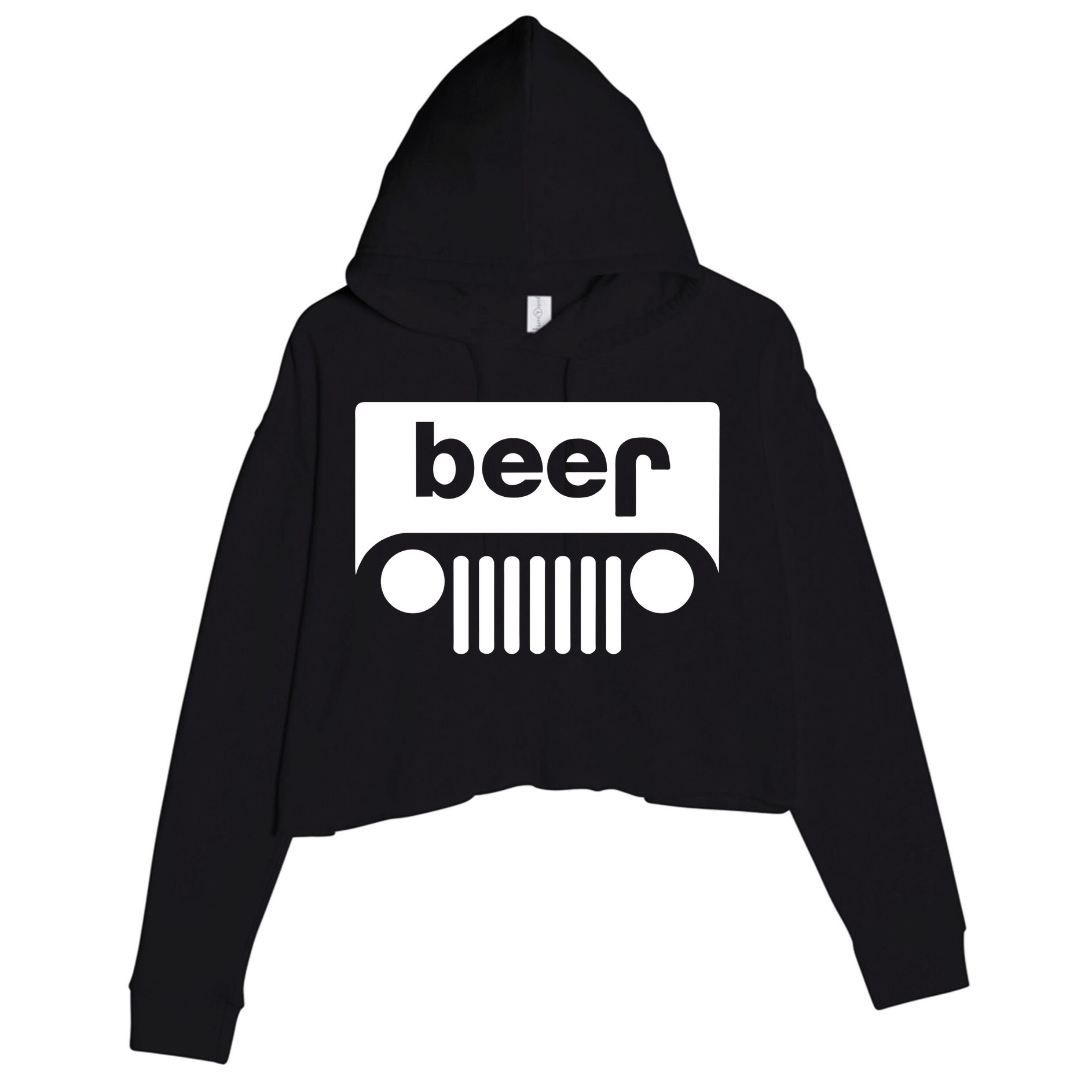 Adult Beer Funny Upside Down Logo Crop Fleece Hoodie