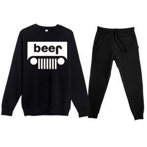 Adult Beer Funny Upside Down Logo Premium Crewneck Sweatsuit Set