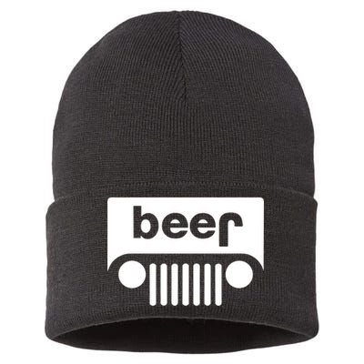 Adult Beer Funny Upside Down Logo Sustainable Knit Beanie