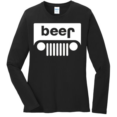 Adult Beer Funny Upside Down Logo Ladies Long Sleeve Shirt