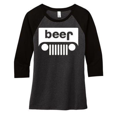 Adult Beer Funny Upside Down Logo Women's Tri-Blend 3/4-Sleeve Raglan Shirt