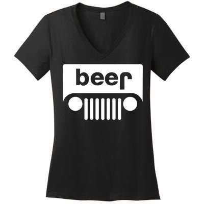 Adult Beer Funny Upside Down Logo Women's V-Neck T-Shirt