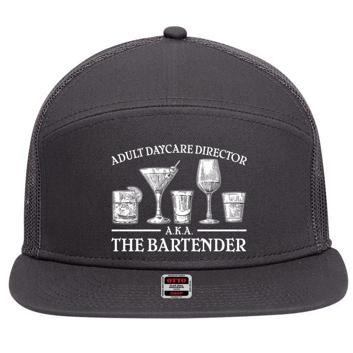 Adult Daycare Director AKA The Bartender 7 Panel Mesh Trucker Snapback Hat