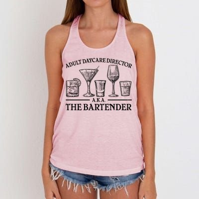 Adult Daycare Director AKA The Bartender Women's Knotted Racerback Tank