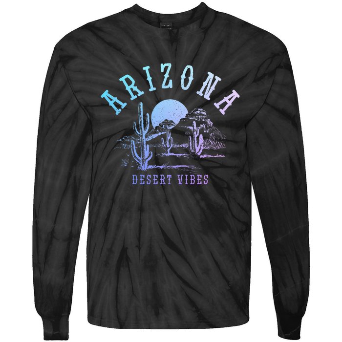 Arizona Desert Vibes Az Pride Cactus Vintage Tie-Dye Long Sleeve Shirt