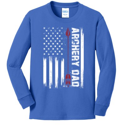 Archery Dad Vintage Usa Red White Flag Cute Gift Kids Long Sleeve Shirt