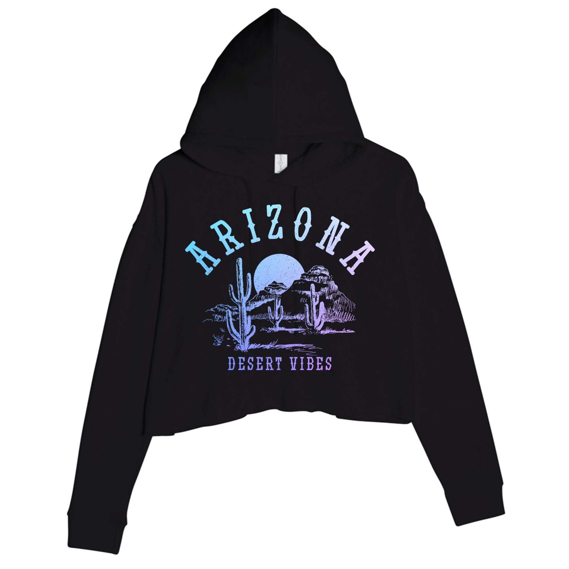 Arizona Desert Vibes Az Pride Cactus Vintage Gift Crop Fleece Hoodie