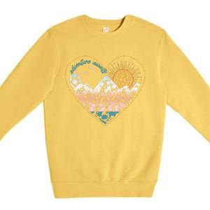 Adventure Awaits Nature Cute Wilderness Premium Crewneck Sweatshirt