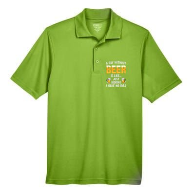 A Day Without Beer Is Like Just Ding I Have No Idea Tee Cool Gift Men's Origin Performance Pique Polo