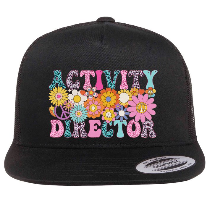 Activity Director Week Groovy Appreciation Day For Flat Bill Trucker Hat